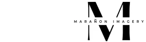 Professional Photographer Large black letter M on a white background with the text MARAÑON IMAGERY in uppercase crossing through the middle—ideal for showcasing headshots, wedding photography, or pet photography services. www.maranonimagery.com